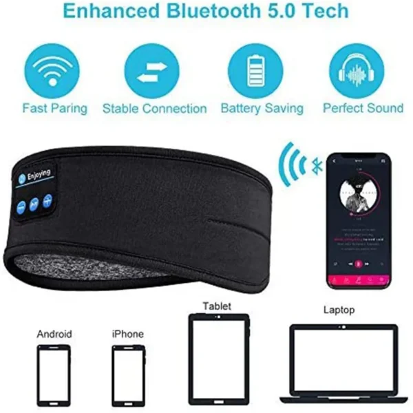 Fone Bluetooth Dormir Fones De Ouvido Máscara De Olho Fone De Ouvido Do Sono Bluetooth Headband Macio Elástico Confortável Fones De Ouvido Sem Fio De Música - Image 6