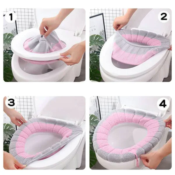 Soft Lavável Toilet Seat Cover, Mat Quente, Almofada Do Banheiro, Almofada com Alça, Acessório Mais Grosso, Closestool Aquecedor, Inverno, 1Pc - Image 5