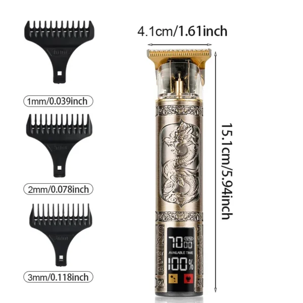 T9 Electric Hair Clipper com três velocidades de ajuste, tela grande, Power Display, Metal Shaver, Cabeleireiro, USB - Image 5